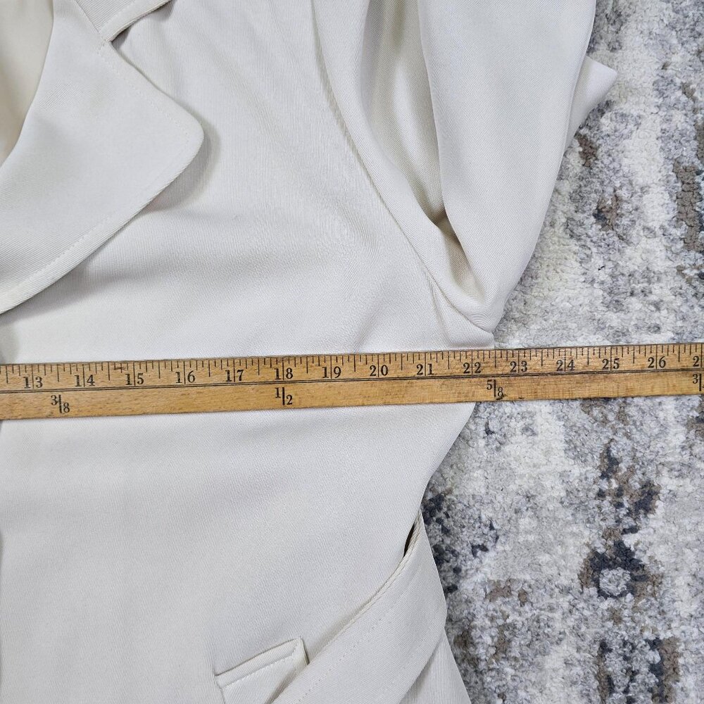 Larry Levine Cream Belted Longline Blazer Jacket Large - Picture 5 of 12